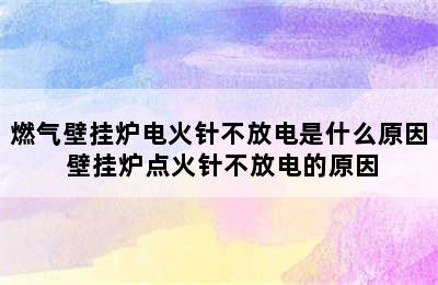 燃气壁挂炉电火针不放电是什么原因 壁挂炉点火针不放电的原因